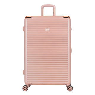 Rose Gold Fiber ABS Travel Bag Set with Double Wheels & Matching Makeup Bag