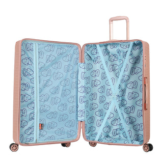 Rose Gold Fiber ABS Travel Bag Set with Double Wheels & Matching Makeup Bag