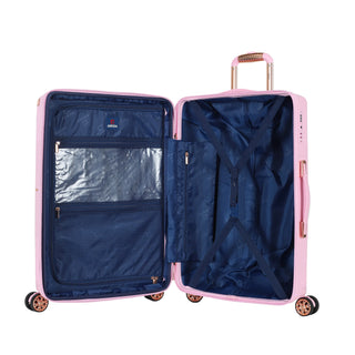 Chic Pink Fiber ABS Travel Bag Set with Double Wheels & Matching Makeup Bag